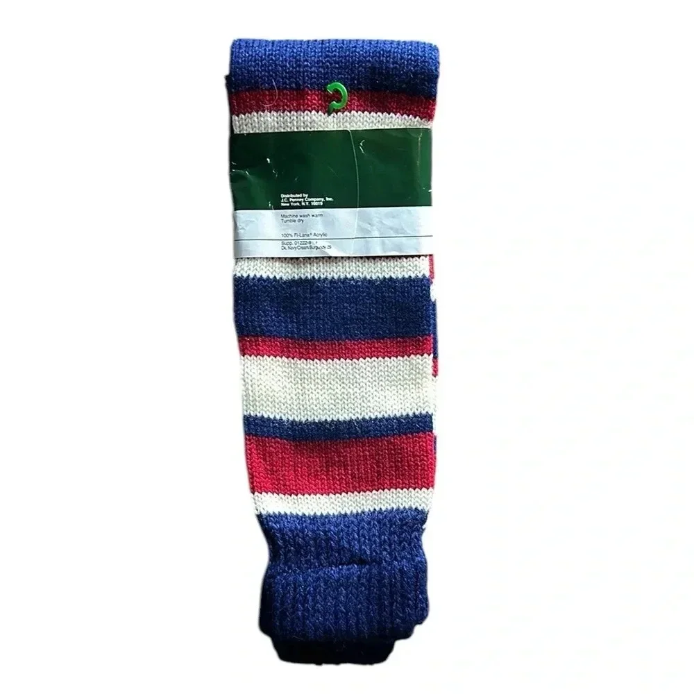 Vintage 90s Hunt Club Multi Stripe Acylic Knit Leg Warmers Women NWT Retro Y2K